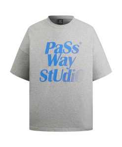 Two-Color Gradient Logo Short Sleeve T-Shirt for Men and Women, Loose Fit Casual Top, Versatile Round Neck Style