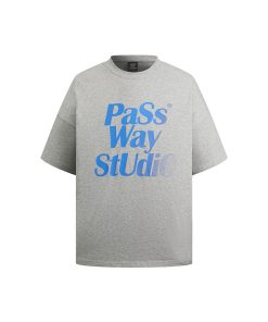 Two-Color Gradient Logo Short Sleeve T-Shirt for Men and Women, Loose Fit Casual Top, Versatile Round Neck Style