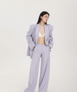 Two-Tone Silhouette Wide-Leg Suit Pants for Women - Loose Straight Casual Trousers, Spring Style, Versatile and Slimming Fit