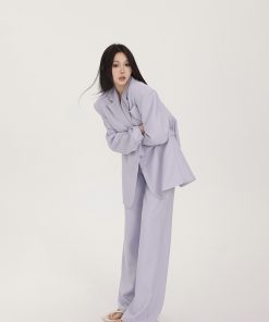 Two-Tone Silhouette Wide-Leg Suit Pants for Women - Loose Straight Casual Trousers, Spring Style, Versatile and Slimming Fit