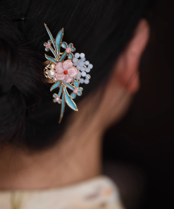 U-Shaped Blue Enamel Hairpin - High-End Chinese Style Women's Ancient Qipao Hair Accessory for Elegant Looks