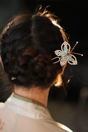 U-Shaped CloisonnÃ© Hairpin in Ancient Butterfly Design, Ming Dynasty Inspired Hair Ornament for Hanfu and Traditional Styles