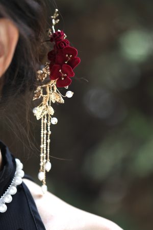 U-Shaped Hairpin for Toasting Dress, Red Xiuhua Headpiece, Chinese Classical Bride's Bun Hair Accessory, Elegant Wedding Decor