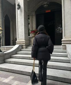 Ultra-Light Mid-Length Women's Down Jacket with Thickened Stand Collar - 2025 Winter White Duck Down Waist-Defining Coat