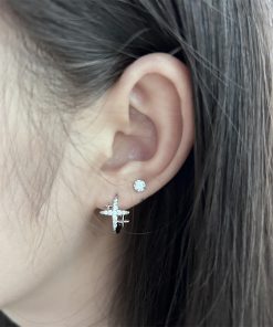 Ultra-Shiny Four-Star Zircon Ear Studs - High-End Minimalist Hoops for Versatile Everyday Style