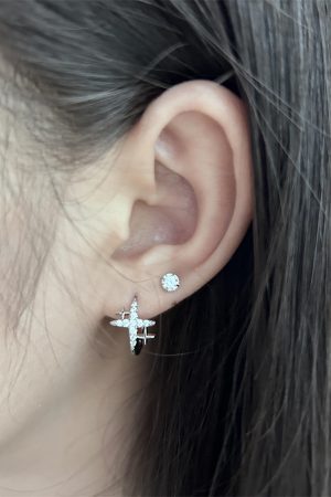 Ultra-Shiny Four-Star Zircon Ear Studs - High-End Minimalist Hoops for Versatile Everyday Style