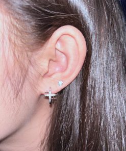 Ultra-Shiny Four-Star Zircon Ear Studs - High-End Minimalist Hoops for Versatile Everyday Style