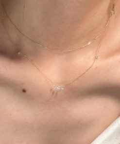 Ultra-Shiny Minimalist Zircon Necklace in Pure Silver - Versatile Clavicle Chain with High-End Feel