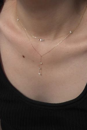 Ultra-Shiny Minimalist Zircon Necklace in Pure Silver - Versatile Clavicle Chain with High-End Feel