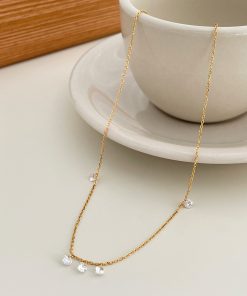 Ultra-Shiny Minimalist Zircon Necklace in Pure Silver - Versatile Clavicle Chain with High-End Feel