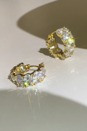 Ultra-Shiny Oval Zircon Earrings - High-End Minimalist Style for Women - Korean Imported Fashion Jewelry