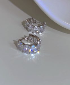 Ultra-Shiny Oval Zircon Earrings - High-End Minimalist Style for Women - Korean Imported Fashion Jewelry