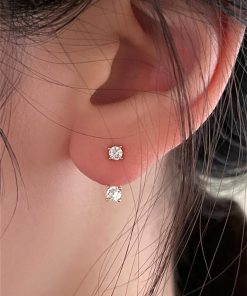 Ultra-Shiny Zircon Ear Hole Earrings for Sleeping, Niche Design, Back Hanging, High-End Korean Style Ear Accessories