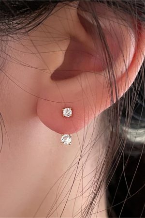 Ultra-Shiny Zircon Ear Hole Earrings for Sleeping, Niche Design, Back Hanging, High-End Korean Style Ear Accessories
