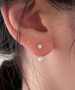 Ultra-Shiny Zircon Ear Hole Earrings for Sleeping, Niche Design, Back Hanging, High-End Korean Style Ear Accessories