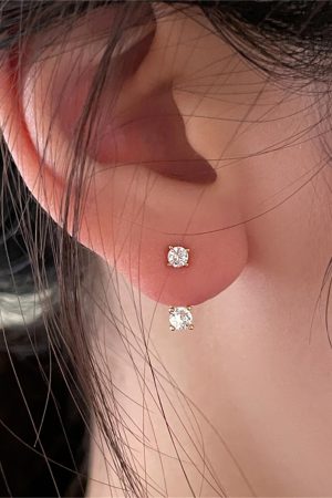Ultra-Shiny Zircon Ear Hole Earrings for Sleeping, Niche Design, Back Hanging, High-End Korean Style Ear Accessories