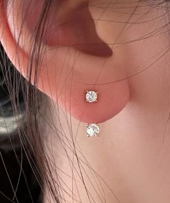 Ultra-Shiny Zircon Ear Hole Earrings for Sleeping, Niche Design, Back Hanging, High-End Korean Style Ear Accessories