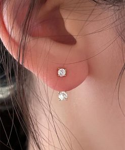 Ultra-Shiny Zircon Ear Hole Earrings for Sleeping, Niche Design, Back Hanging, High-End Korean Style Ear Accessories