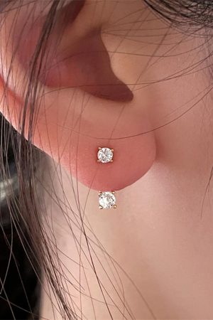 Ultra-Shiny Zircon Ear Hole Earrings for Sleeping, Niche Design, Back Hanging, High-End Korean Style Ear Accessories