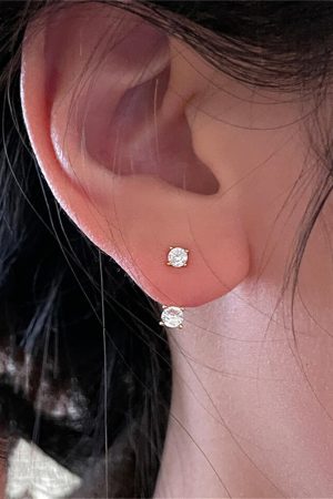 Ultra-Shiny Zircon Ear Hole Earrings for Sleeping, Niche Design, Back Hanging, High-End Korean Style Ear Accessories
