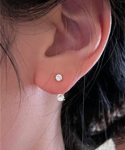 Ultra-Shiny Zircon Ear Hole Earrings for Sleeping, Niche Design, Back Hanging, High-End Korean Style Ear Accessories