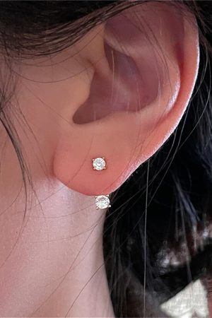 Ultra-Shiny Zircon Ear Hole Earrings for Sleeping, Niche Design, Back Hanging, High-End Korean Style Ear Accessories