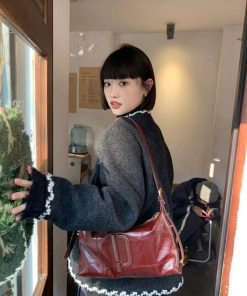 Ultra-Soft Black Scarf Sweater for Women - Trendy Loose V-Neck Knitted Top for Spring & Autumn, Casual Cozy Style