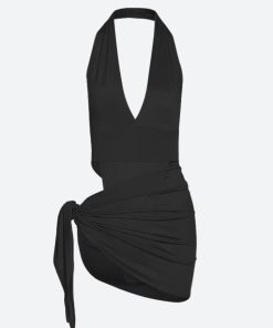 Unapproachable Outfits, Cute Outfit Autumn - High Cut Swimsuit & Skirt Two Piece Set