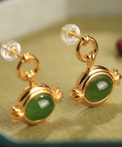 Unique Angel's Eye and Hetian Jade Pure Silver Earrings for Women, Exquisite Jadeite Design, High-End Ear Drops and Accessories