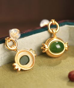 Unique Angel's Eye and Hetian Jade Pure Silver Earrings for Women, Exquisite Jadeite Design, High-End Ear Drops and Accessories