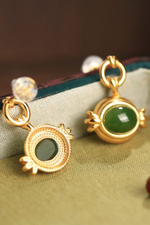 Unique Angel's Eye and Hetian Jade Pure Silver Earrings for Women, Exquisite Jadeite Design, High-End Ear Drops and Accessories