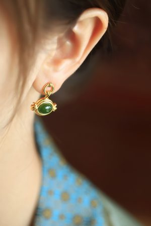 Unique Angel's Eye and Hetian Jade Pure Silver Earrings for Women, Exquisite Jadeite Design, High-End Ear Drops and Accessories
