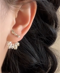 Unique Butterfly Knot Lace Earrings for Women - High-End Back Hanging Ear Accessories, Niche Design