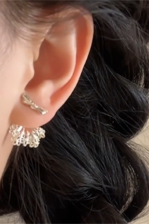 Unique Butterfly Knot Lace Earrings for Women - High-End Back Hanging Ear Accessories, Niche Design