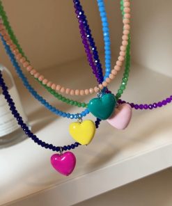 Unique Dopamine Heart Bead Necklace - Sweet Clavicle Chain for Women - Korean Style Jewelry
