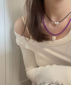 Unique Dopamine Heart Bead Necklace - Sweet Clavicle Chain for Women - Korean Style Jewelry