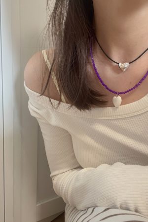 Unique Dopamine Heart Bead Necklace - Sweet Clavicle Chain for Women - Korean Style Jewelry