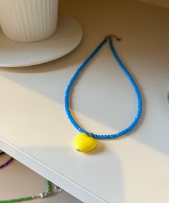 Unique Dopamine Heart Bead Necklace - Sweet Clavicle Chain for Women - Korean Style Jewelry