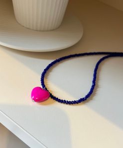 Unique Dopamine Heart Bead Necklace - Sweet Clavicle Chain for Women - Korean Style Jewelry