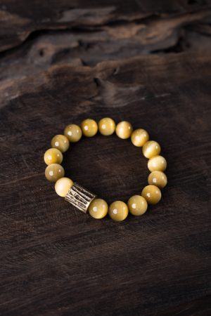 Unique Golden Tiger's Eye Single Circle Bracelet for Men - Minimalist Retro Cat's Eye Design, Versatile Hand Accessory