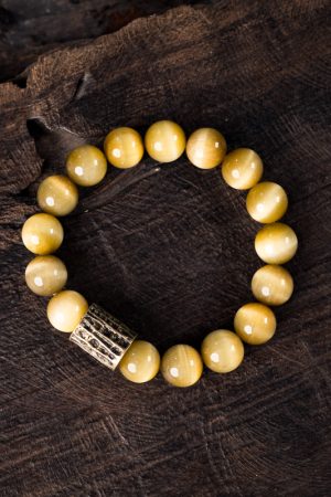 Unique Golden Tiger's Eye Single Circle Bracelet for Men - Minimalist Retro Cat's Eye Design, Versatile Hand Accessory