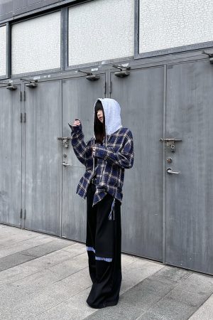 Unisex American Plaid Hooded Shirt Jacket - Versatile Thin Long Sleeve Commuter Sweatshirt for Spring & Autumn, Trendy Couples Style