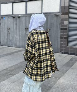 Unisex American Plaid Hooded Shirt Jacket - Versatile Thin Long Sleeve Commuter Sweatshirt for Spring & Autumn, Trendy Couples Style