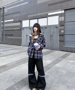 Unisex American Plaid Hooded Shirt Jacket - Versatile Thin Long Sleeve Commuter Sweatshirt for Spring & Autumn, Trendy Couples Style