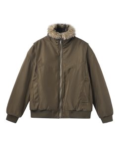 Unisex American Retro Clean Fit Cotton Jacket with Fur Collar, Thickened Winter Flight Coat, Trendy Mountain Eagle Design