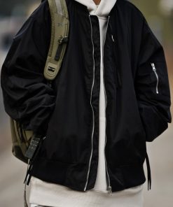 Unisex American Retro Pilot Baseball Jacket - Loose Fit Multi-Pocket Functional Coat for Spring and Autumn, Trendy Vintage Style