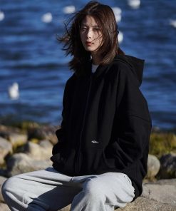 Unisex American Retro Solid Color Minimalist Cardigan Hoodie - Casual Loose Fit Couple Jacket for Autumn and Winter Fashion