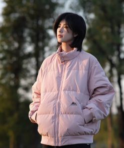 Unisex American Retro Stand-Up Collar Thick Cotton Baseball Jacket - Winter Solid Color Versatile Loose Coat