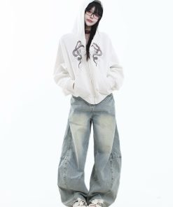 Unisex American Street Style Snake Print Hoodie Jacket Cardigan - Retro Short Top for Men and Women, Y2K Fashion