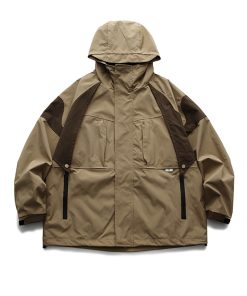 Unisex Autumn Japanese Retro Color-Block Waterproof Hooded Jacket - BF Style Outdoor Workwear Coat